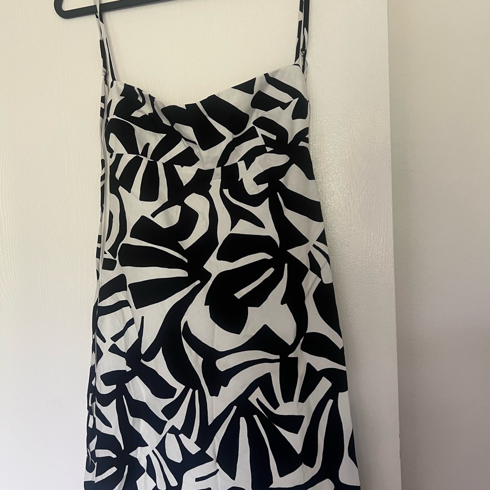 Zara Black and White Spaghetti Strap Mini Sundress